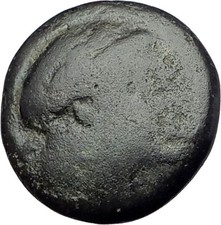 MYRINA in AEOLIS 2-1cBC Authentic Ancient Greek Coin APOLLO AMPHORA LYRE i63071