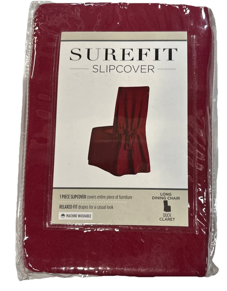 A102 Sure Fit Duck Claret Red Dining Room Chair Slip Cover