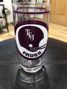 Vintage 70s Nebraska Vs TCU Horn Frogs Football Score History 6” Glass - Picture 1 of 6