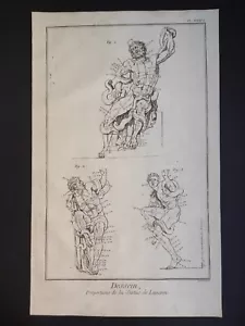 Proportions Statue de Laocoon, Dessein, Encyclopédie, Defehrt, Stampa 1763 - Picture 1 of 7