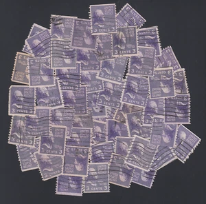 Postage Stamps for Crafting: 1939 3¢ T Jefferson, Deep Violet; 50 USED STAMPS - Picture 1 of 1