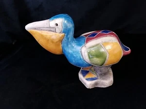 Raku Art Pottery Bloccato Pelican Bird Florida Sudafrica Firmato - Foto 1 di 8