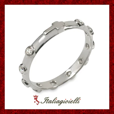 Anello Fedina Rosario Brillante in Argento 925 Rodiato Oro Bianco - Immagine 1 di 4