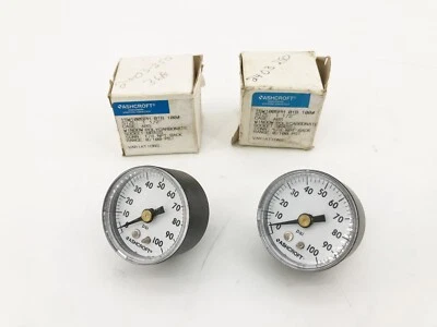Lot of 2 New Ashcroft 15W1005PH 01B 100# Pressure Gauges 1-1/2" 0-100psi - Image 1 of 4