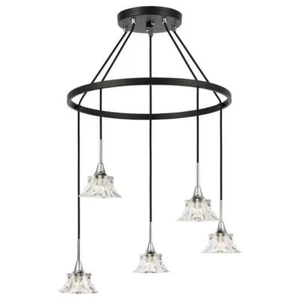 Woodbridge Lighting Christina 5-Light Glass & Steel Chandelier in Chrome/Bronze - Picture 1 of 5