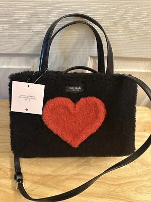 Новый с Ярлыками Kate Spade New York Sam значок Intarsia сердце искусственного меха стриженный мех маленькая сумка с короткими ручками - Изображение 1 из 4