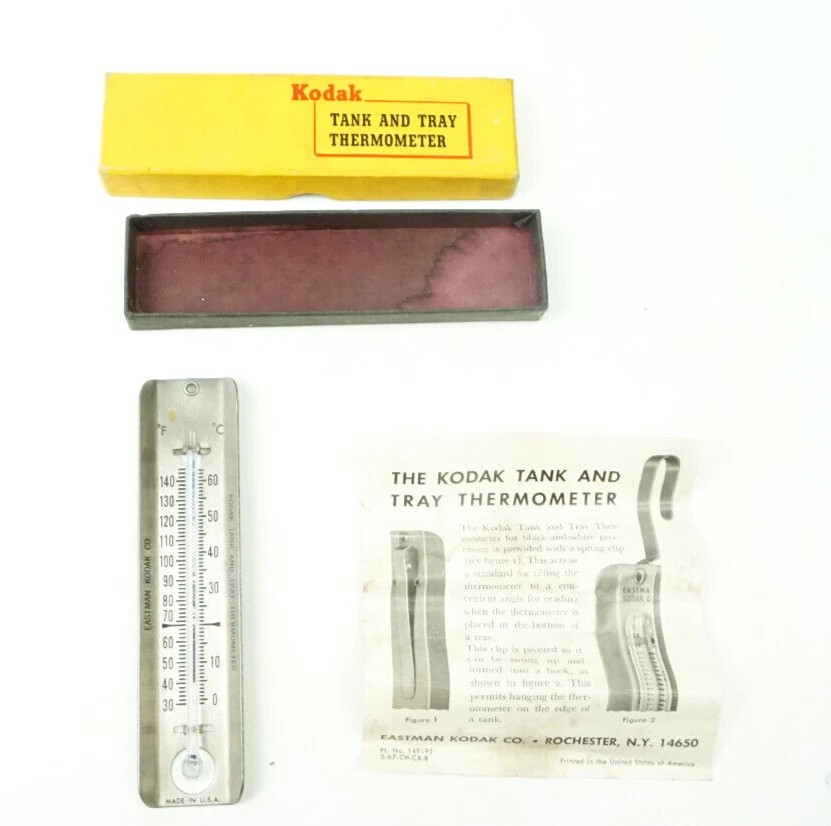 Termómetro de tanque y bandeja Kodak en caja con instrucciones desarrollo de fotografía Foto 1 de 4