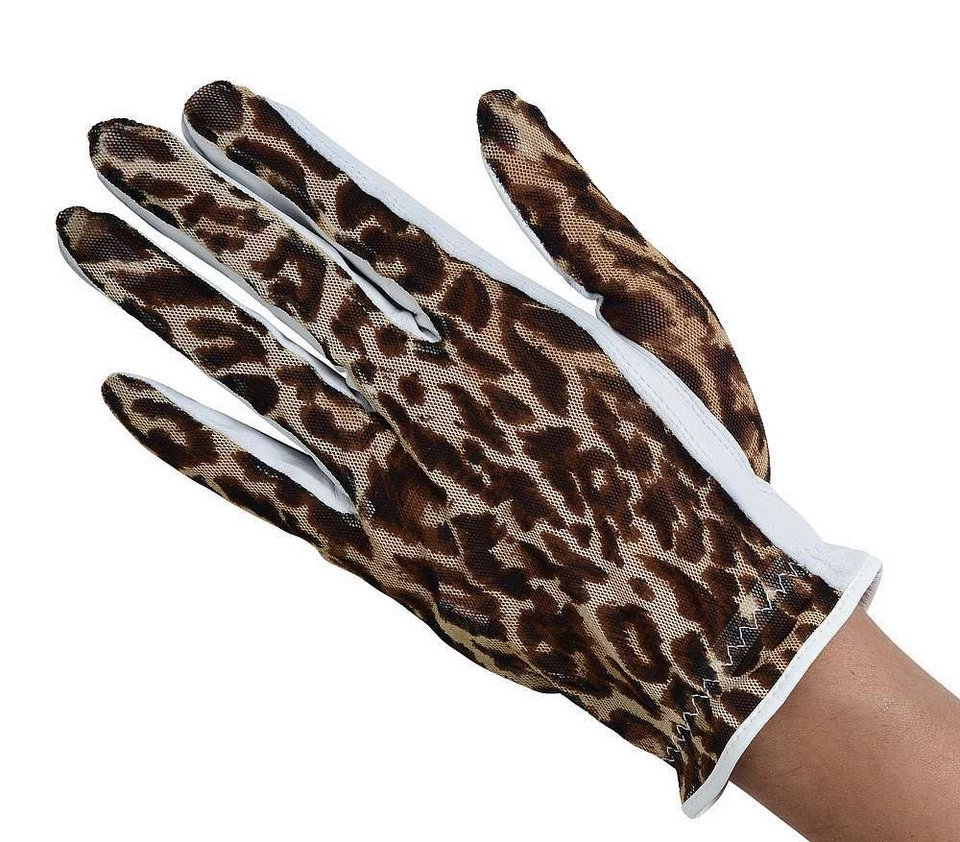 Guantes de golf para damas bronceados solares pequeños mano izquierda marrón leopardo animal estampado regalo Foto 1 de 1