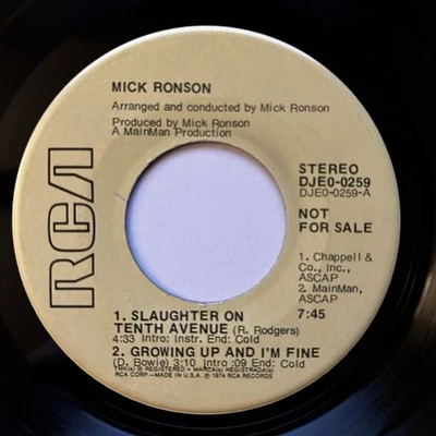 MICK RONSON - Slaughter on Tenth Avenue 1974 RCA EP 45 rpm DJEO-0259 Promo Foto 1 de 4