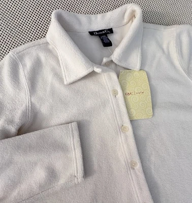 Новый джинсовой ткани и Co флисовая куртка размер L кремовый слоновой кости уютная рубашка Shacket QVC на пуговицах - Изображение 1 из 4