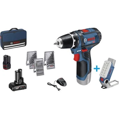 Bosch Professional GSR 12V-15 + GLI DeciLED Akku-Bohrschrauber 12 V 2 Ah, 4 Ah - Bild 1 von 4