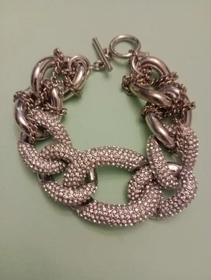 Pulsera de diamantes de imitación de cadena gruesa tono plata Carolee  Foto 1 de 4