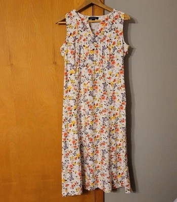 Vestido largo de verano floral sin mangas Chadwicks para mujer talla S mezcla de lino Foto 1 de 4