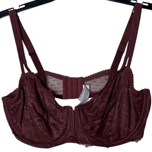 Sujetador con aros Auden 40D Borgoña Encaje Sin Forro Balconette Lencería de malla transparente - Imagen 1 de 9