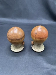 Vintage Studio Pottery Large Salt & Pepper Shakers With Stoppers In Brown Tones - Picture 1 of 5