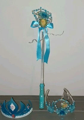 Tiara congelada Elsa y varita iluminada paquete coronas de plástico cetro Foto 1 de 4