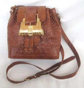 Bolso de hombro Glen Miller para Ann Turk marrón cocodrilo cuero en relieve 10 x 8 x 3,5 - Imagen 1 de 9