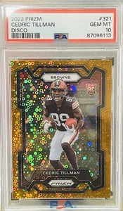 💥2023 Prizm Cedric Tillman RC (Orange Disco) Cleveland Browns PSA 10 💎 - Picture 1 of 2