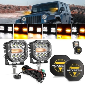 2x AUXBEAM 3" 96W Cube Pods LED Light Bar Spot Flood Off Road SUV +Shield Covers - Imagen 1 de 12