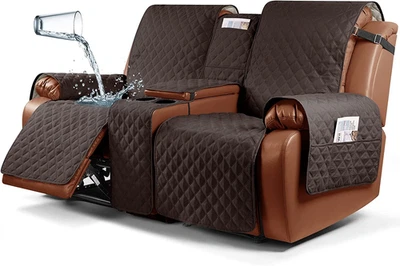 Waterproof Recliner Loveseat Cover with Console Non-Slip Couch Covers for Reclin - Image 1 of 4