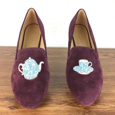 Mocasines Talbots Ryan Borgoña Gamuza Suave 9.5 M Tetera Bordado Preppy Foto 1 de 4