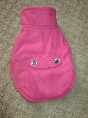 XS Lulu Pink Dog Jacket Coat Adjustable Closure Pink Leash Opening w/ Rhinestone - Image 1 of 2