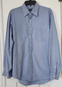 Camisa Lands End Para Hombres Azul Oxford Manga Larga Abotonada Talla 16-35 - Imagen 1 de 6