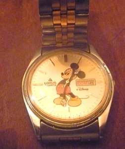 Vtg. Disney Mickey Mouse Lorus Quartz Watch Time/Date Untested - Picture 1 of 12