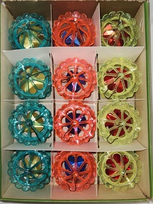 Antiguo juguete de plástico Tinklee jaula giratoria giratorio adorno de Navidad años 50 Foto 1 de 4