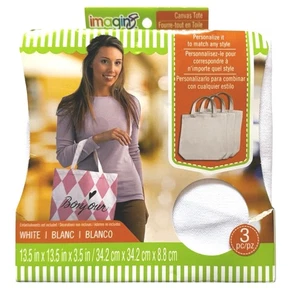 Canvas Totes 13.5”x13.5” Bags 3 Blank White Crafting Personalize Imagin8 - Picture 1 of 5
