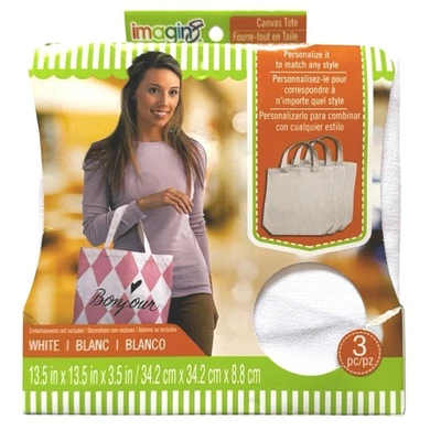 Bolsos de lona 13,5”x13,5” bolsas 3 blancos en blanco artesanía personalizar Imagin8 Foto 1 de 4