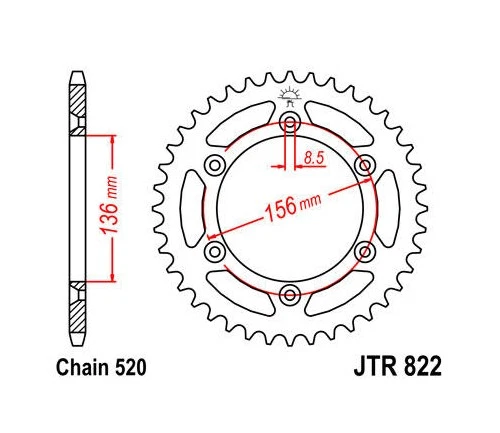 JT Steel Rear Sprocket 520 48T #JTR822.48 for Gas Gas/Husqvarna/Beta/Suzuki Foto 1 de 1