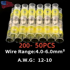 200-10X Solder Stick Seal Sleeve Heat Shrink Butt AWG12-10 Wire Connector Yellow - Picture 1 of 5
