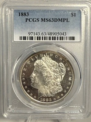 Dólar de plata Morgan 1883 P Pre 21 graduación profesional MS-63 DMPL Foto 1 de 4