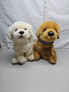2 Realistic Plush Golden Retriever Puppy Dogs   - Picture 1 of 7