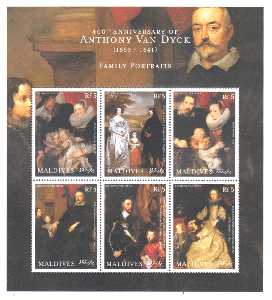 Maldives Art/Artists/Paintings/Van Dyck 400 Ann 2000/Family Portrait S/S MNH - Image 1 of 1