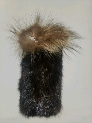 Estuche para gafas de lectura de piel de visón Foto 1 de 4