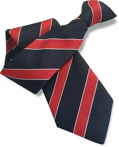 Corbata con clip azul marino para hombre con rayas rojas bordeadas con estrecho blanco - Imagen 1 de 1