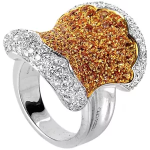 Oro Trend 18K White Gold Yellow Sapphire and Diamond Ring A1349-ZO - Picture 1 of 3