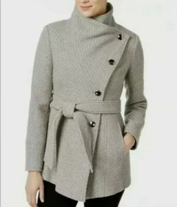 INC International Concepts Textured Wrap Coat UK Size XS US Size XS Colour Charc - Picture 1 of 3
