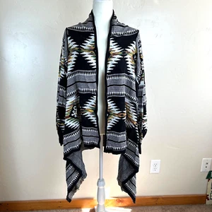 Ruff Hewn Women's Aztec Print Open Front Sweater Cardigan Wrap Black Size 3X - Picture 1 of 8