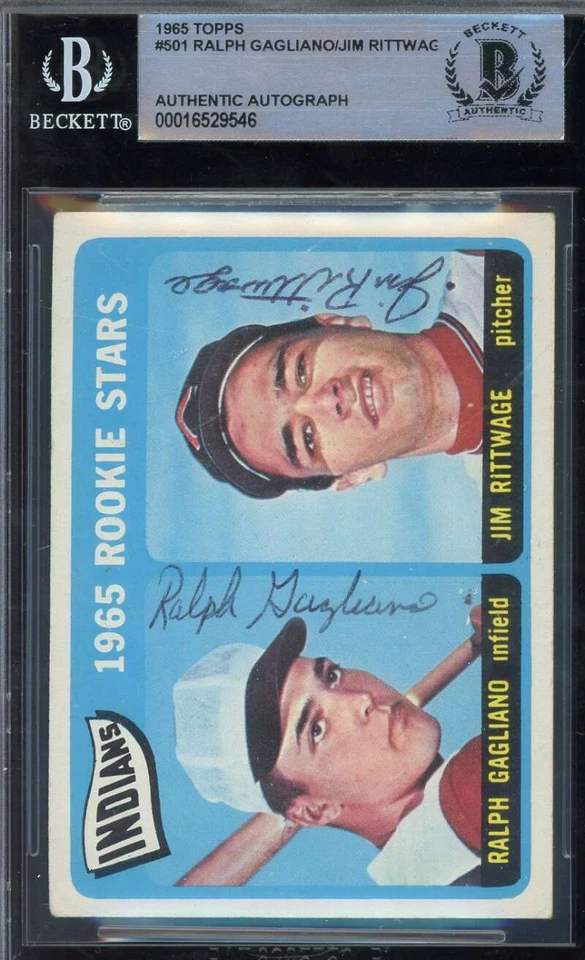 Ralph Gagliano Jim Rittwage Beckett BAS Signed 1965 Topps Rookie Autograph - Image 1 of 2