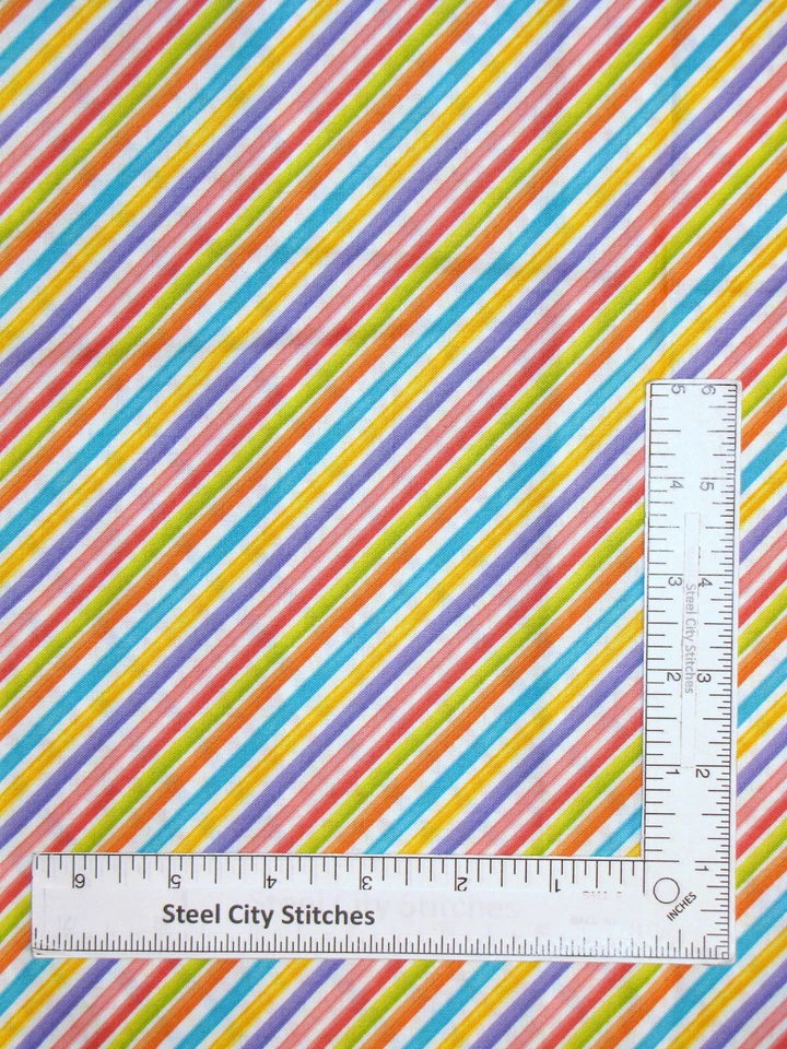 Bias Diagonal Stripe Fabric 27" Length Multicolor Stripes Cotton Loralie Designs - Image 1 of 1