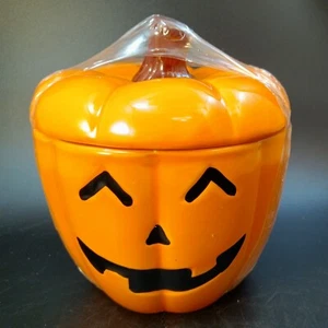Ceramic Halloween Jack-O-Lantern Pumpkin 🎃 Cookie Treat Canister New With Tags! - Picture 1 of 7