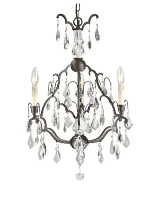 Lámpara de araña colgante de cristal de 3 luces clásica tradicional estilo vintage de bronce Foto 1 de 4