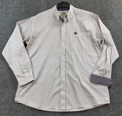 Camisa de vestir occidental Cinch para hombre L rosa/azul a rayas con botones manga larga vaquero Foto 1 de 4