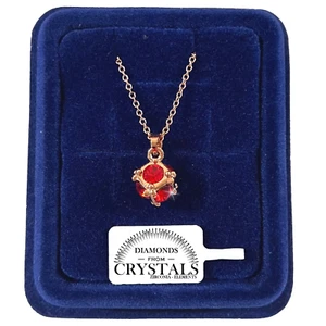 Collar Cubo Rojo Cadena Pl. Oro Amarillo 18k Con Cristales Zirconio - Imagen 1 de 4