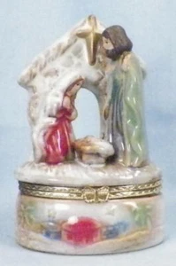 Jesus Maria & Josef Schmuckkästchen Krippe Porzellan Vintage hübsch - Bild 1 von 9