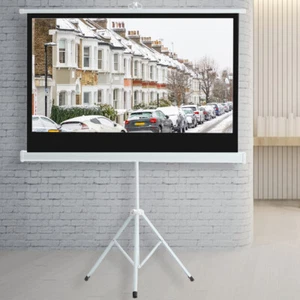 50/72/84/100/120in Projector Screen with Tripod Stand Portable 16:9 Home Cinema - Picture 1 of 10