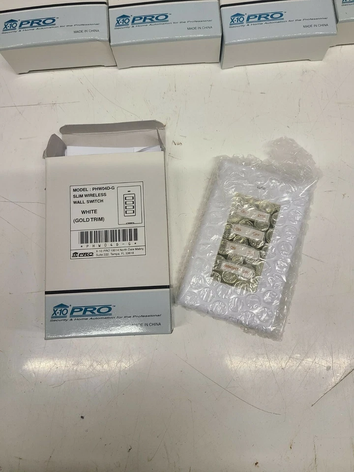 X-10 Pro Slim Wireless White/Gold Wall Switch PHW04D - NEW - Image 1 of 3
